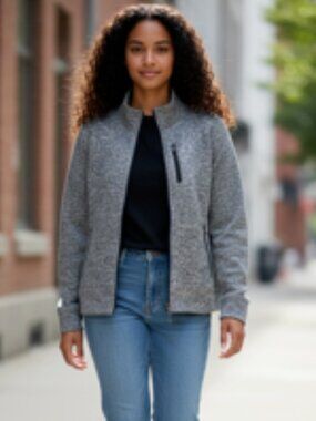 Sonoma Long Sleeve Full Zip Women’s Sweater 3 Zip Pockets Grey Sonoma Sz L